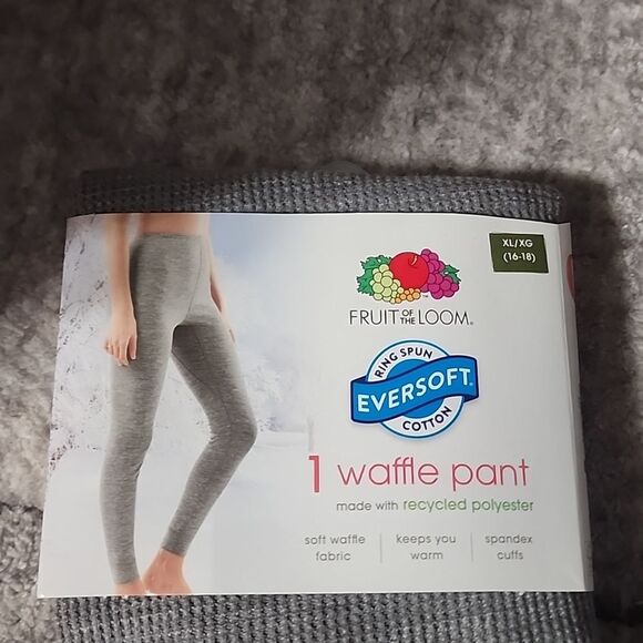 Grey Fruit of the Loom Women's Eversoft Waffle Thermal Pants Size M - Picture 7 of 8